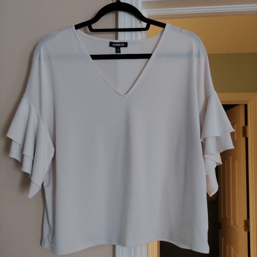 White Express bell sleeve top